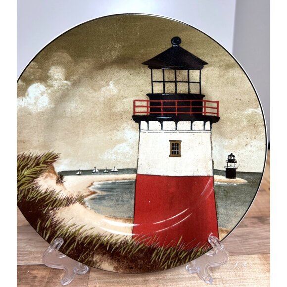 David Carter Brown Lighthouse Decorative Plates Set Of 2 By The Sea Collection - Picture 3 of 4